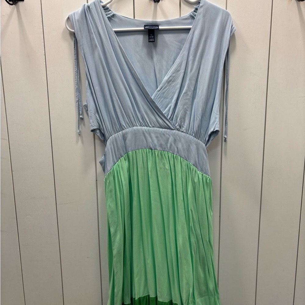 Elegant  Dress in Light Blue and Green